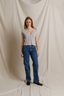Alanis V Neck T-Shirt - Cloud Gray
