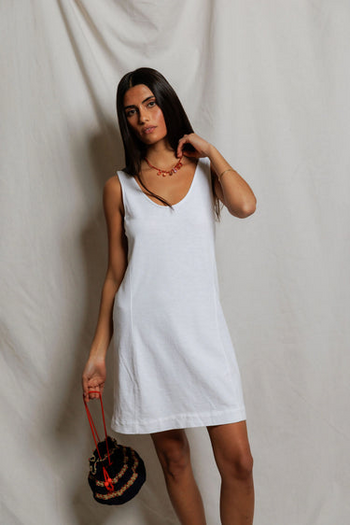 Skylar Japanese Jersey Sleeveless Dress - White