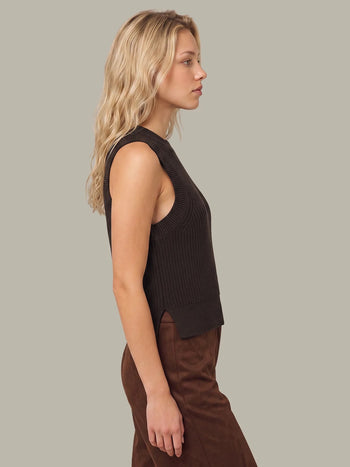 Demi High Neck Tank - Chocolate Plum