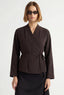 Maye Sculpted Satin Tie-Wrap Blouse - Brown