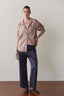 Silk Lace Stripe Crop Pant - Navy