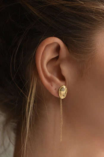 Brass Stud Earrings with Raw Diamond