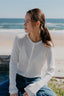 Ada Pointelle Long Sleeve Sweater - White
