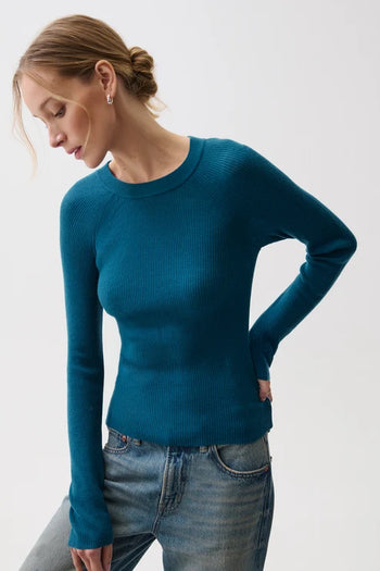 Juno Merino Blend Featherweight Sweater - Deep Teal