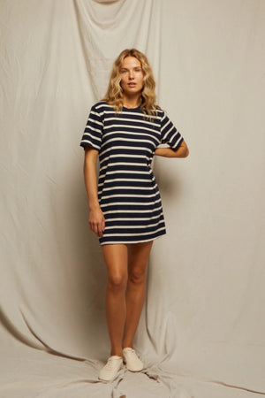 Rhett - Striped Recycled Cotton Dress - Navy