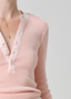 Drea Waffle Henley - Melon Creme