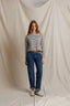 Jenna Striped Boatneck Long Sleeve - Natural/Black Stripe