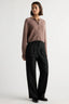Kiri Cashmere Button Sweater - Mauve Brown