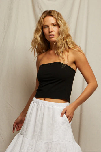 Vera - Cotton Spandex Tube Top - True Black